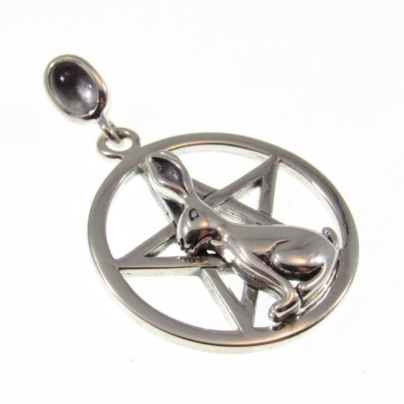 Solid 925 Sterling Silver Rabbit Ostara Pentacle Pendant, Wiccan Pagan Jewelry - Picture 6 of 9
